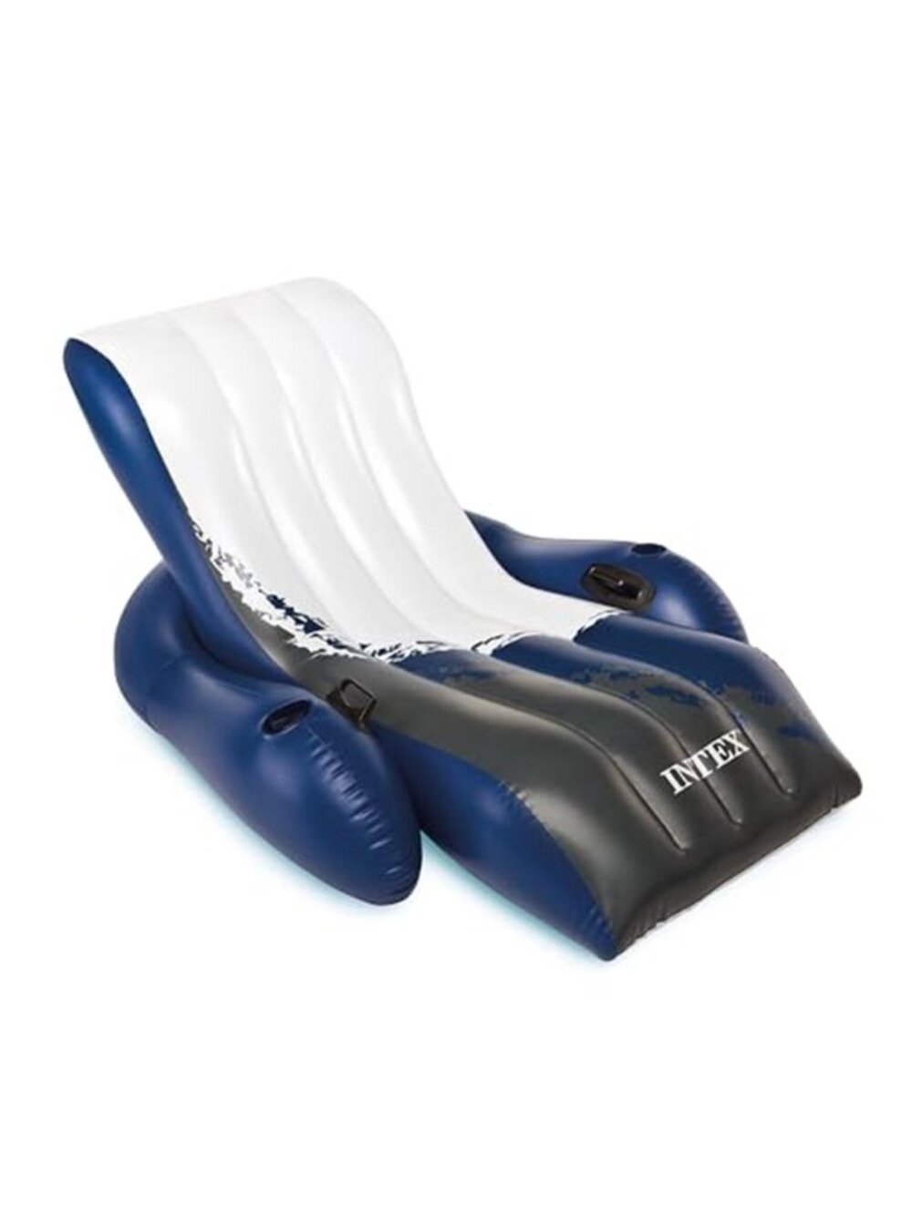Inflatable Pool Lounge Chair Float Adult Recliner Cup Holders Backrest Blue